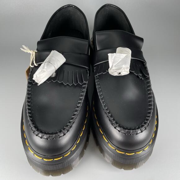 Doc Martens Adrian Quad Women’s 10 Black Leather Slip On Platform Tassel Loafers - Picture 2 of 8